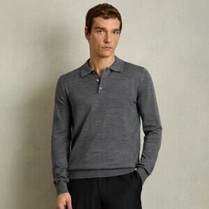 Reiss Gray 100% Wool Long Sleeve Pullover Quiet Luxury Minimalist Men's Medium